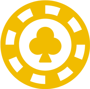 Teal outline of a poker chip with a playing card club in the center