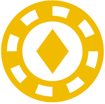 Teal outline of a poker chip with a diamond in the center.